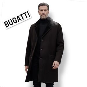 Vintage Bugatti Made in Germany Faux Shearling Zip/Button Car Coat Men 44R (XL)